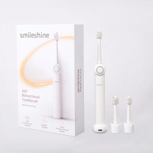 Smile Shine 3-in-1 Electric Toothbrush Kit with retail box, toothbrush and replacement brush heads